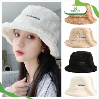 Mũ lông cừu, mũ bucket nữ, nón tai bèo nữ vành cụp thời trang giữ ấm có dây rút phong cách Hàn Quốc