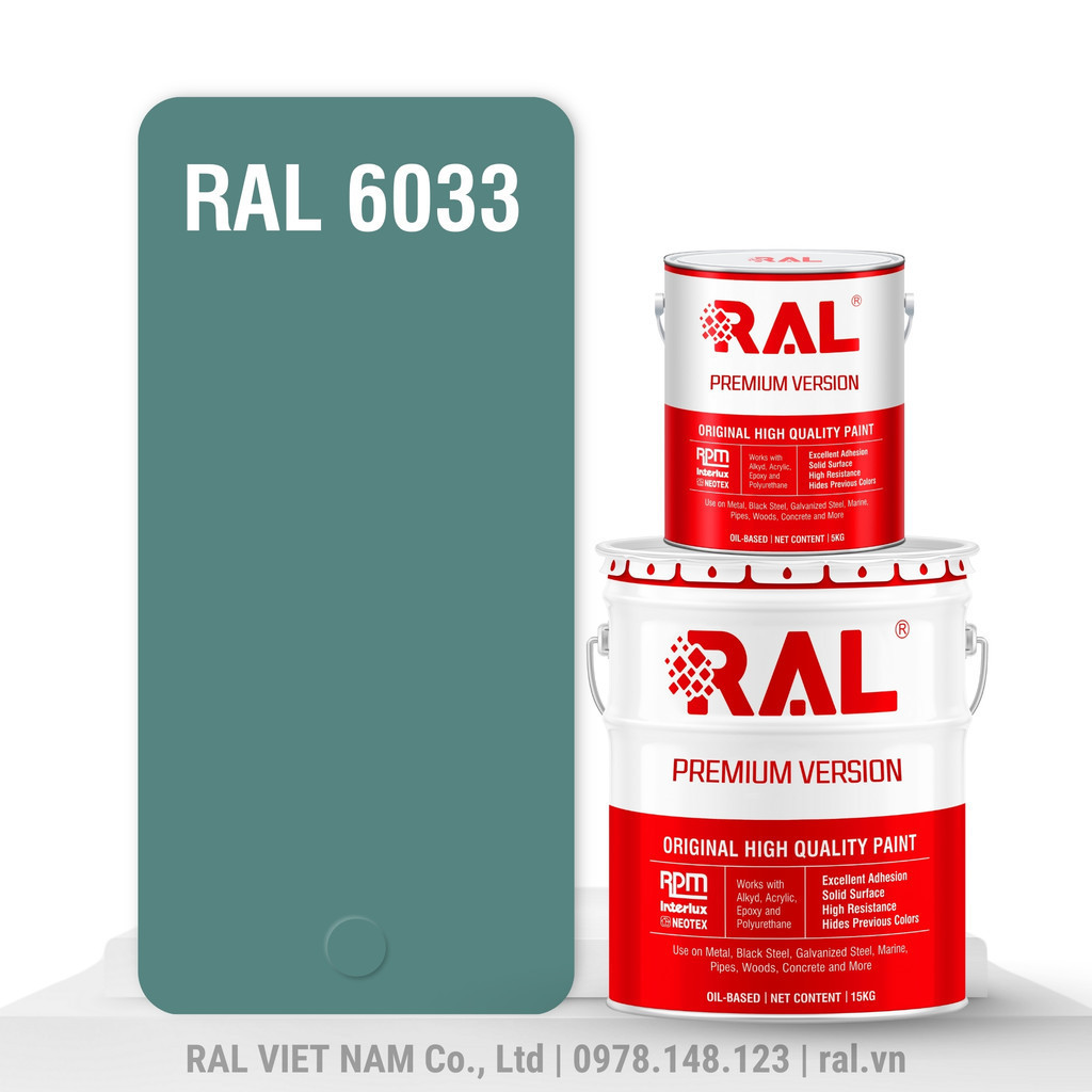 Combo 4 Thẻ mẫu sơn RAL màu RAL 6033