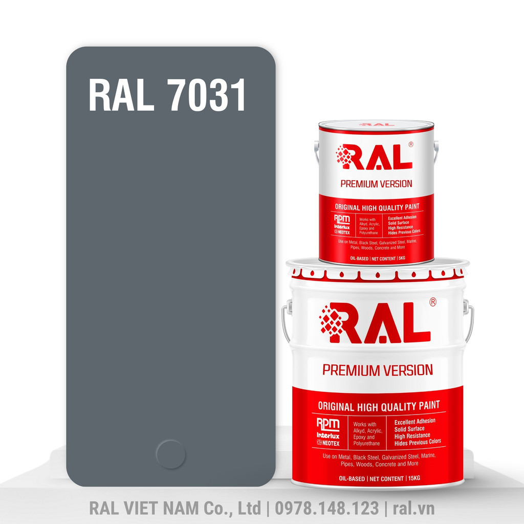 Combo 4 Thẻ mẫu sơn RAL màu RAL 7031