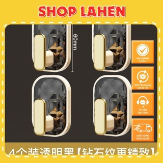 Móc treo đồ gắn tường bằng Acrylic họa tiết kim cương sáng tạo không cần khoan lỗ set  4 màu