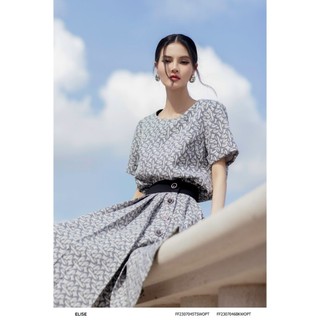 Áo sơ mi be chữ E tay lơ vê thiết kế Elise FF2307045TSWOPT