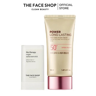Combo kem chống nắng thuần chay dạng thỏi the face shop 18g & kem chống nắng pink 50ml