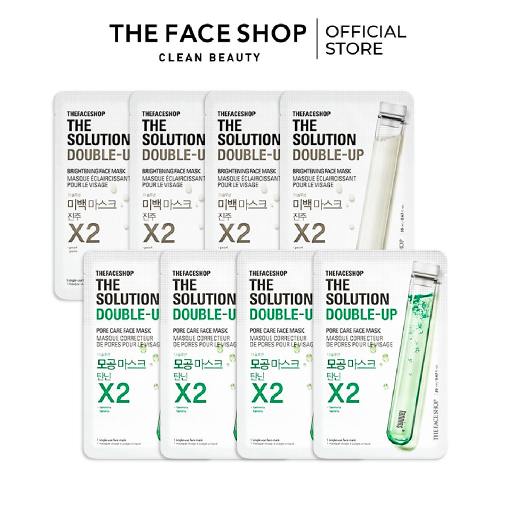 Combo 8 Mặt Nạ Tăng Cường Làm Sáng Da THE FACE SHOP 20ml (Brightening, Pore Care)