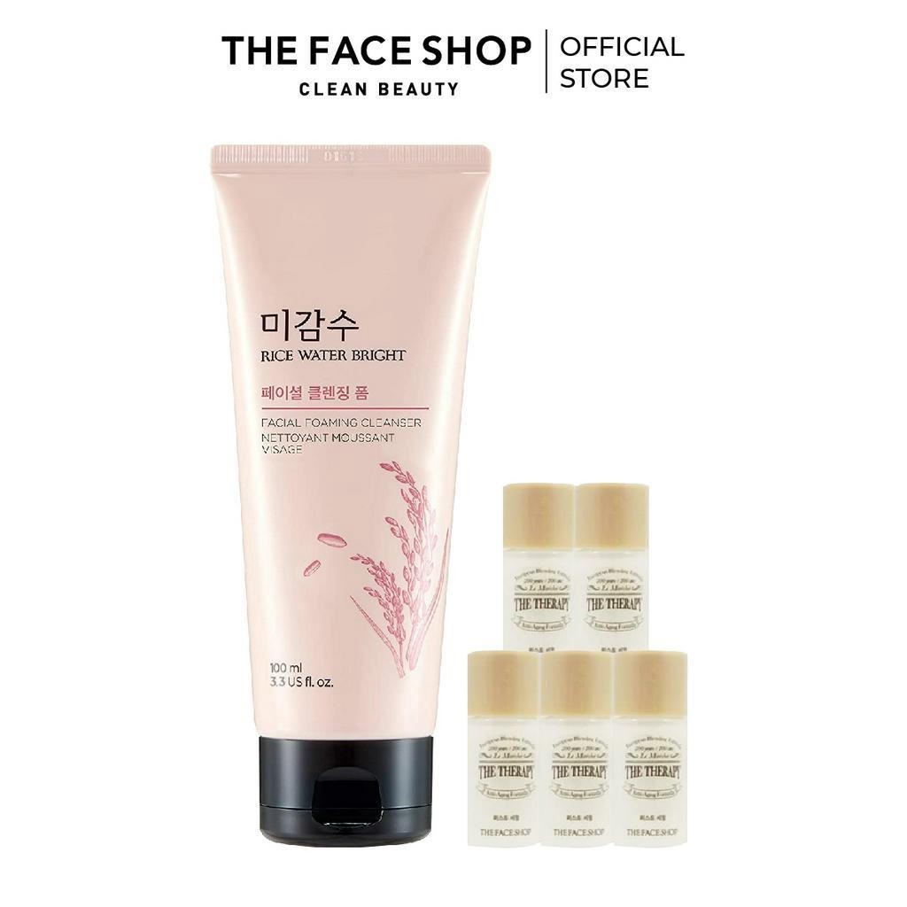 Combo Sữa Rửa Mặt Làm Sáng Da THE FACE SHOP 100ml+Tinh Chất Phục Hồi Da 6Ml