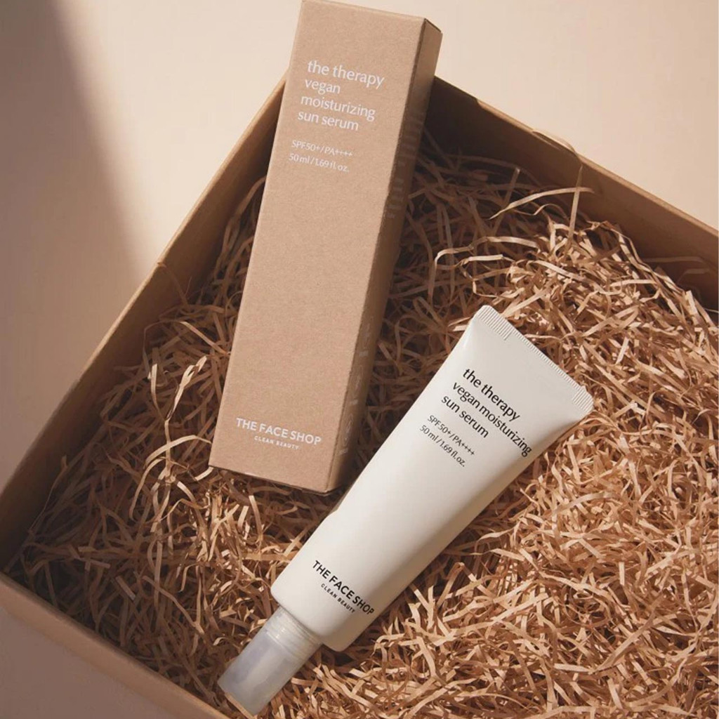 Tinh Chất Chống Nắng Thuần Chay THE FACE SHOP The Therapy Vegan Moisturizing Sun Serum Spf50