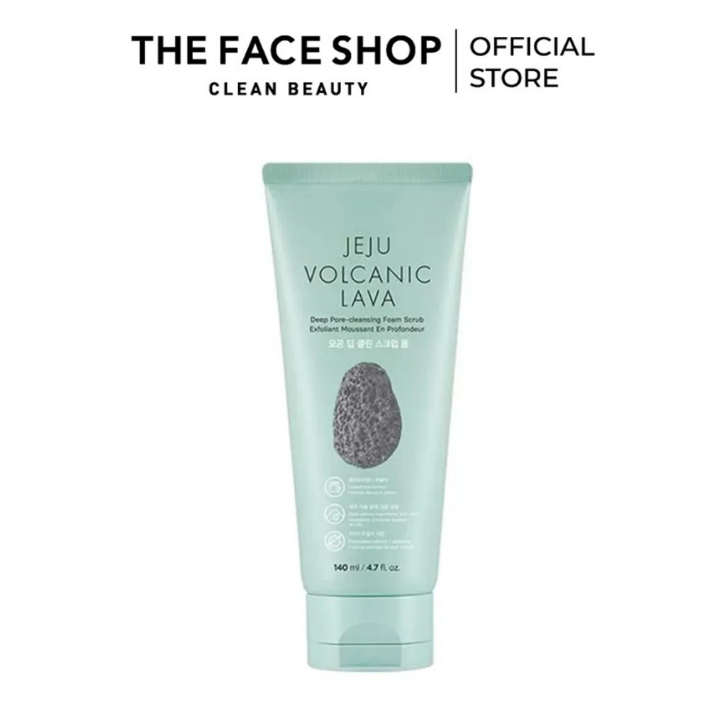 Sữa Rửa Mặt Giúp Thanh Lọc Lỗ Chân Lông THE FACE SHOP Jeju Volcanic Lava Deep Pore Cleansing Foam Scrub 140ml