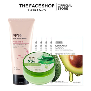 Combo gel dưỡng da đa năng the face shop 300ml+sữa rửa mặt làm sáng da 100ml+mặt nạ giấy 20g