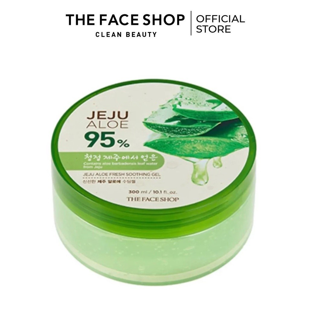 [VOUCHER 10% ĐH 150K] Combo Gel Dưỡng Da Đa Năng THE FACE SHOP Jeju 300ml+Lưới Tắm THE FACE SHOP 1pcs