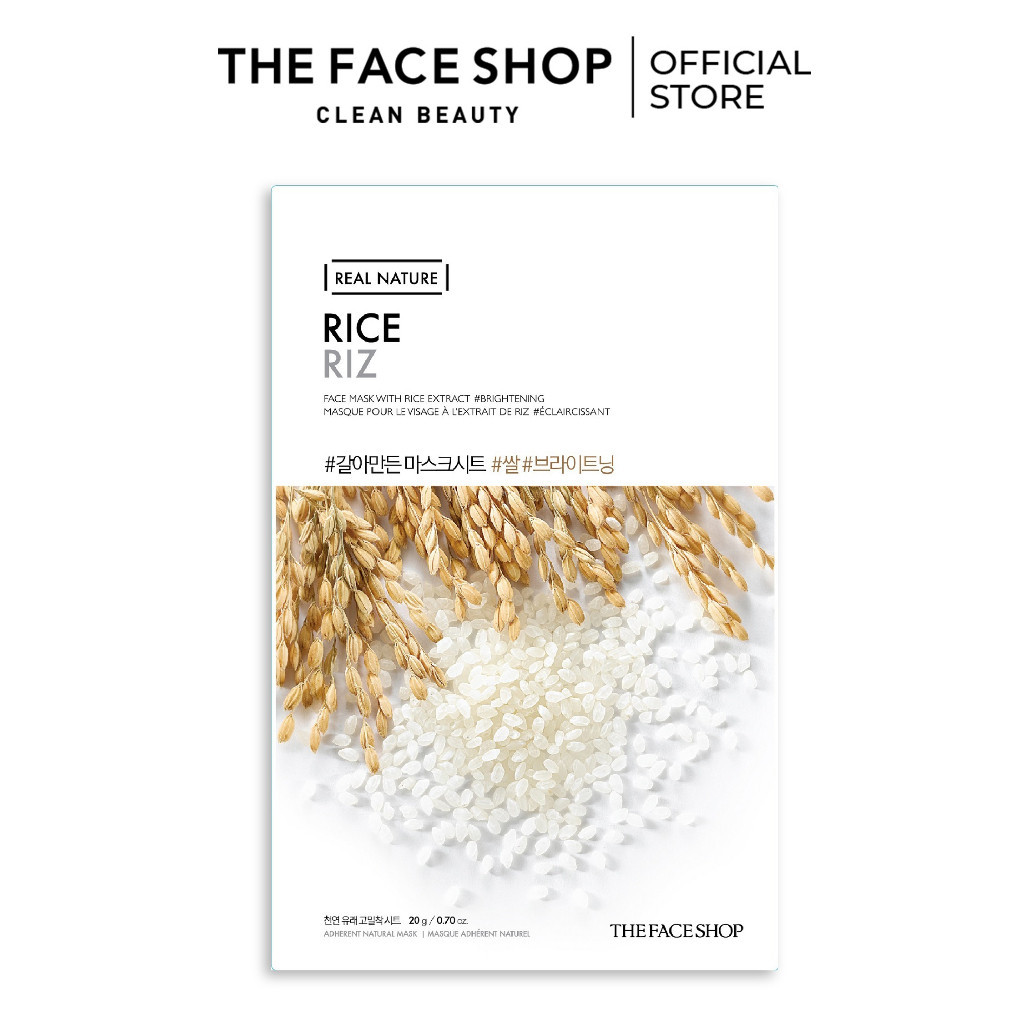 Set 10 Mặt Nạ Làm Sáng Da Chiết Xuất Gạo THE FACE SHOP Real Nature Rice 20G