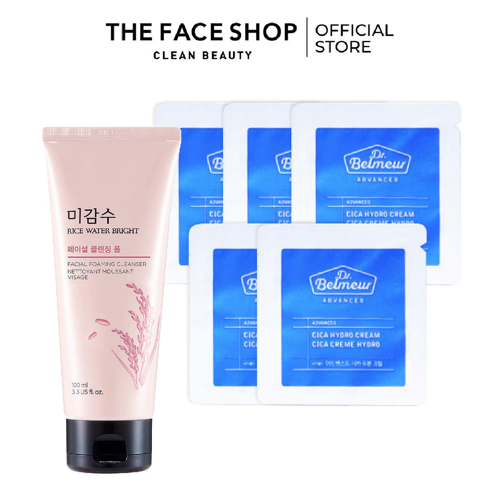 [VOUCHER 10% ĐH 150K] Combo Sữa Rửa Mặt Làm Sáng Da THE FACE SHOP 100ml+Kem Dưỡng Da 1.2Ml