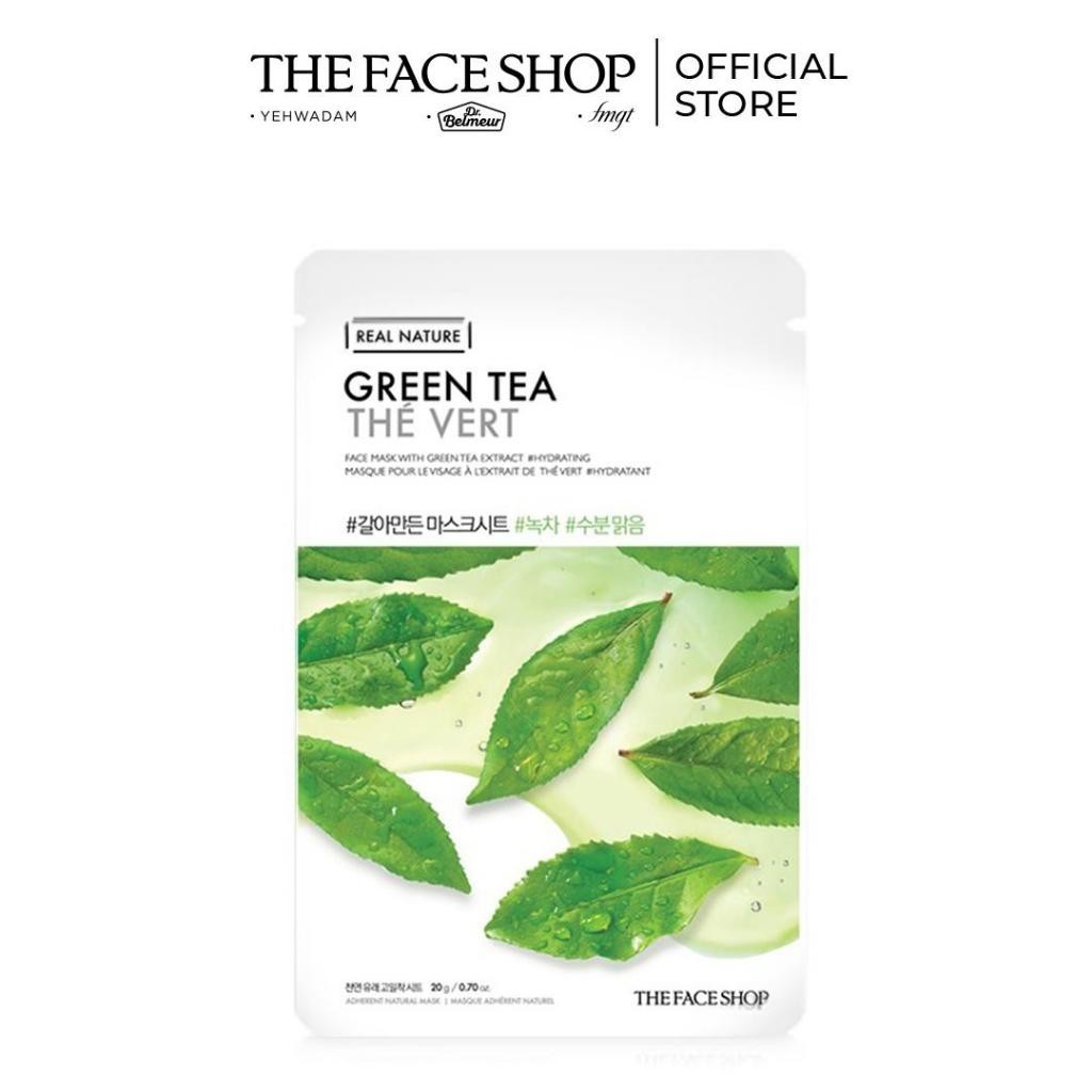 Set 3 Mặt Nạ Giấy Thanh Lọc Dành Cho Da Nhờn Mụn THE FACE SHOP Real Nature Green Tea  20g