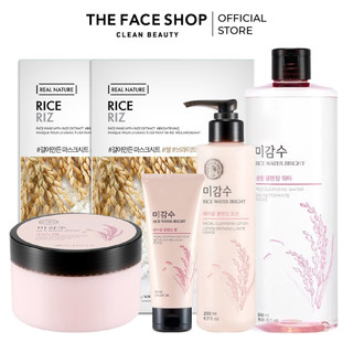 Bộ sản phẩm làm sạch da chuyên sâu và trắng da từ gạo THE FACE SHOP Rice Water Bright 5pcs