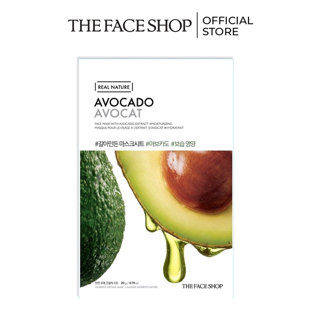 Combo 3 Mặt Nạ Giấy Phục Hồi Ẩm Tối Ưu THE FACE SHOP Avocado Face Mask 20G+Sữa Rửa Mặt 100ml