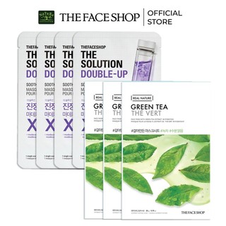 Combo 7 mặt nạ the solution soothing 20mlx4+mặt nạ real nature green tea 20mlx3