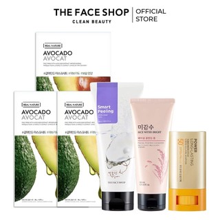 Combo mặt nạ kỳ trắng sáng da the face shop 120ml+mặt nạ giấy+sữa rửa mặt 100ml+sáp chống nắng 18g