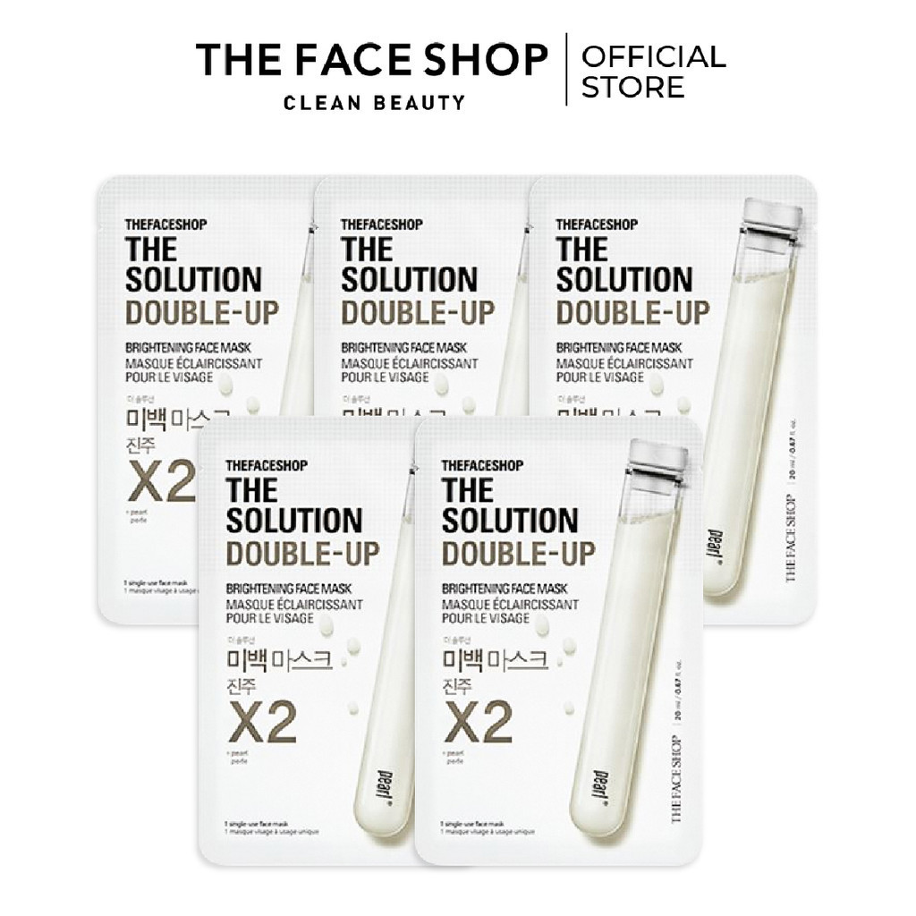 Combo 5 Mặt Nạ Tăng Cường Làm Sáng Da THE FACE SHOP The Solution Double-Up Brightening (Gz) 20Ml