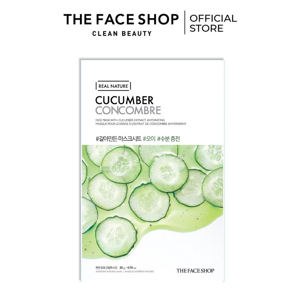 Combo 20 Mặt Nạ Real Nature Dưỡng Da THE FACE SHOP (chanh,tràm trà,dưa leo,hoa sen,bơ,lựu) 20g