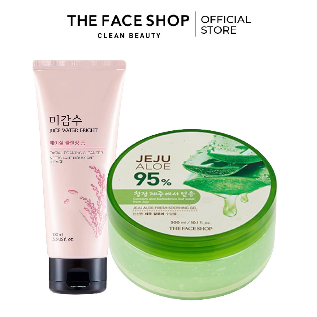 Combo Sữa Rửa Mặt Làm Sáng Da THE FACE SHOP 100ml+Gel Dưỡng Làm Mềm Mịn Da 300ml