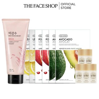 Combo sữa rửa mặt thefaceshop 150ml+tinh chất+6 mặt nạ thefaceshop real nature 20g