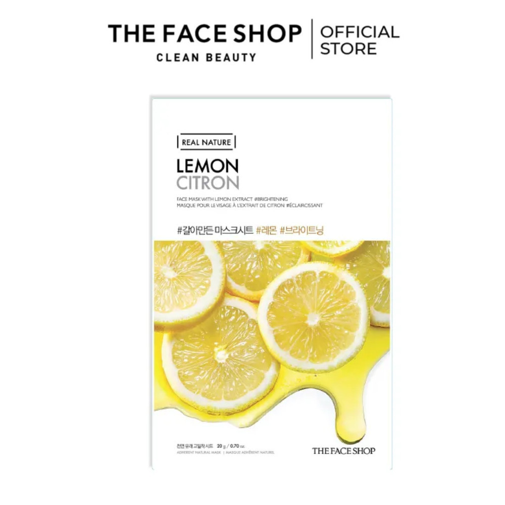 Combo 6 Mặt Nạ Làm Sáng Da THE FACE SHOP Real Nature Lemon 20G+Sữa Rửa Mặt 100ml