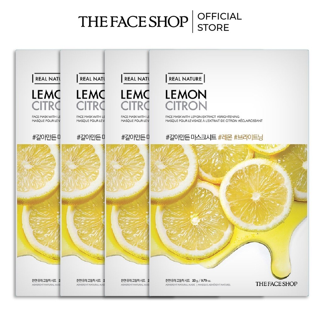 Combo 4 Mặt Nạ Sáng Da TheFaceShop Real Nature Lemon 20g