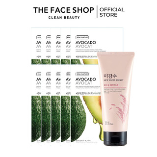 Combo 10 mặt nạ giấy phục hồi ẩm the face shop real nature avocado 20g+sữa rửa mặt làm sáng da 100ml