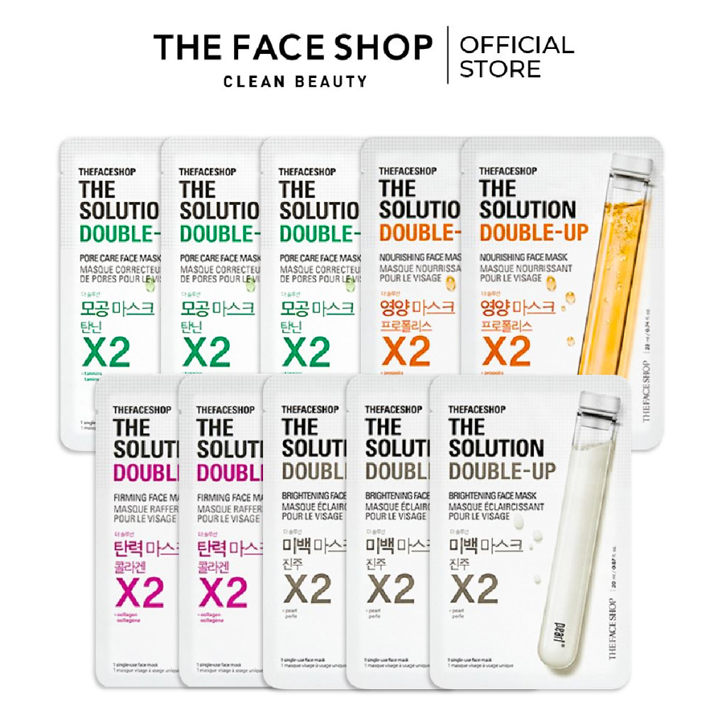 Combo 10 Mặt Nạ THE FACE SHOP The Solution 22Ml(Firming,Brightening,Nourishing,Pore Care)