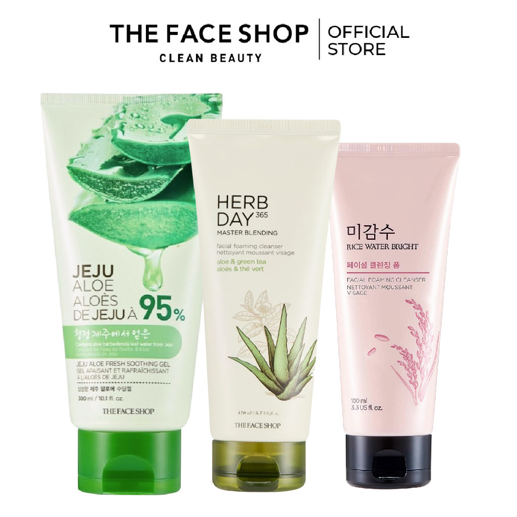 Combo Sữa Rửa Mặt Làm Mềm Mịn Da THE FACE SHOP 170ml+Sữa Rửa Mặt 100ml+Gel Dưỡng Da 300ml