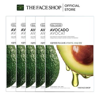 Combo 5 Mặt Nạ Giấy Phục Hồi Ẩm Tối Ưu TheFaceShop Real Nature Avocado Face Mask 20Gx5