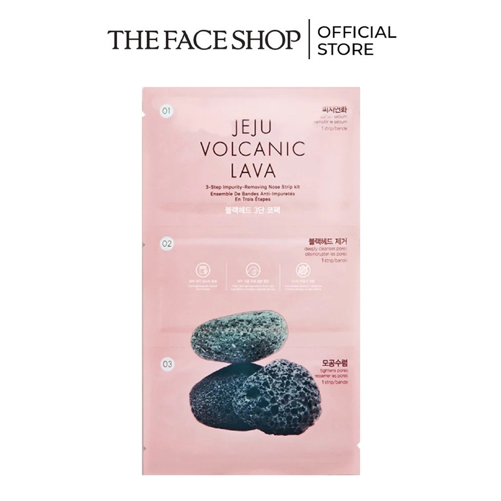 Mặt Nạ The Faceshop Jeju Volcanic Lava 3-Step Impurity-Rem Moving Nose Strip Kit (1pcs)