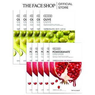 Combo 10 Mặt Nạ Dưỡng Da TheFaceShop Real Nature (oliu,lựu) 20gx10