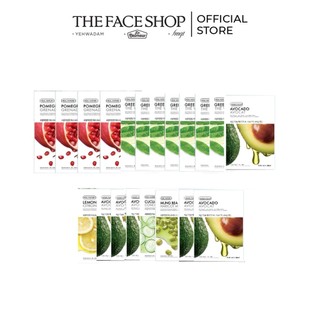 Combo 20 Miếng Mặt Nạ Giấy TheFaceShop Real Nature (trà xanh,bơ,lựu,chanh,dưa leo,oliu) 20x20g