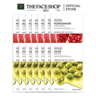 Combo 14 Miếng Mặt Nạ Chống Oxy Hóa Cấp Ẩm Thefaceshop Real Nature (lựu,oliu) 20gx14