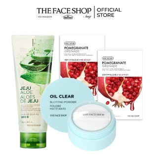 Combo Phấn Phủ Kiềm Dầu Dạng Bột 6g + Sữa Rửa Mặt 150Ml+Mặt Nạ TheFace Shop (30mlX2)