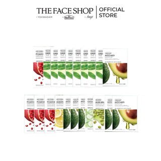Combo 21 Miếng Mặt Nạ Giấy TheFaceShop Real Nature (dưa leo,oliu,trà xanh,bơ,lựu,chanh) 21x20g