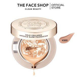 Kem Nền Trang Điểm Dạng Nén TheFaceShop Gold Collagen Ampoule Glow Foundation N203 10g