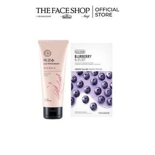 Bộ Sữa Rửa Mặt Làm Sáng Da THEFACESHOP RICE WATER BRIGHT FACIAL FOAMING CLEANSER & Mặt nạ REAL NATURE LEMON