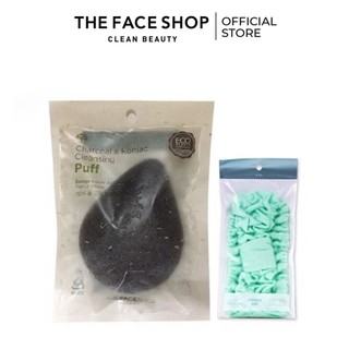 [Hàng tặng] Băng Đô Và Bông Rửa Mặt Bọt Biển THEFACESHOP Hair Band And Charcoal Plant Cleansing Puff