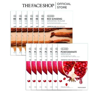 Combo 14 Mặt Nạ Chống Oxy Hóa TheFaceShop Real Nature (hồng sâm,lựu) 20gx14