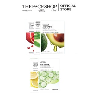Combo 5 Miếng Mặt Nạ Giấy TheFaceShop Real Nature (trà xanh,bơ,lựu,chanh,dưa leo) 5x20g