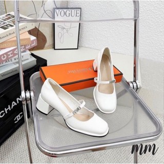 Giày cao gót khóa MIU đá xinh xắn gót vuông cao 7 phân full box Quảng Châu