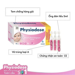 Nước muối sinh lý physiodose vệ sinh tai, mũi, mắt cho bé