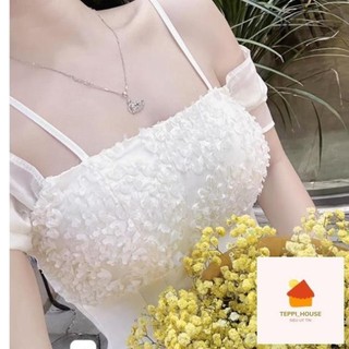 [LOI NHE] Váy dự tiệc cưới sang chảnh dáng dài trễ vai hai dây nude phối hoa nhí trước  Al cao cấp HK DESIGN