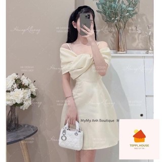 [LOI NHE] Đầm dự tiệc váy nữ xinh xắn thiết kế trễ vai màu nude hàng cao cấp đi chơi, dự tiệc sang chảnh shop HK DESIGN