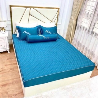 Bộ Ga Gối Phi Lụa Trần Bông m6/m8/2m2 ga gối cưới có hình thêu đẹp cao cấp