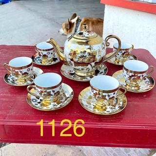 Bộ ấm chén 6 tách nhũ vàng zalo 0978736653
