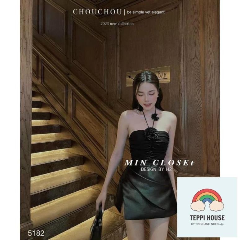 Váy body đen đầm dự tiệc cúp ngực dáng ngắn thiết kế kèm hoa hót hít shop HK Design
