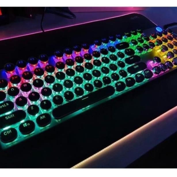 Bàn phím cơ HP gaming có đèn led 7 màu nhiều chế độ chỉnh phím tròn keyboard chơi game GK400Y -Hàng 
