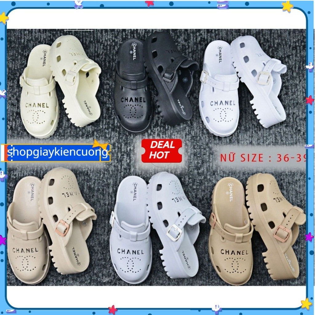 Dép Sục Channel , Sục Nữ  Đế Cao 3- 5cm Tăng Chiều Cao Nhẹ Êm Thời Trang CE1