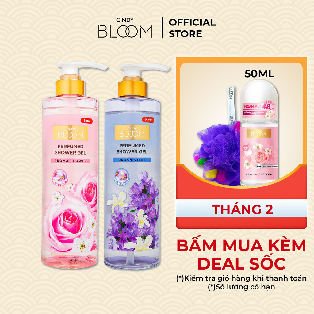 [DUY NHẤT 15.12 - MUA 2 NHẬN 4] Combo Sữa tắm nước hoa Cindy Bloom Aroma Flower & Urban Vibes tự tin cuốn hút 640g